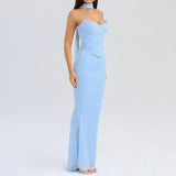 Mesh Corset And Midi Skirt Two Piece Set
