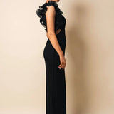 One Shoulder Ruffles Women Maxi Dress