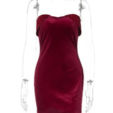 Velvet Off-shoulder Strapless Mini Dress