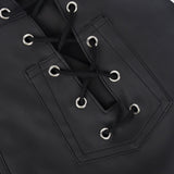 Women Sexy Hollow Out Lace-up Pu Matte Personality Shorts