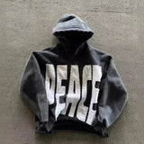 Letter Patch Black Hoodie