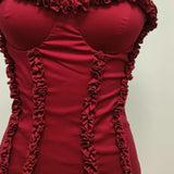 Red Ruffles Strapless Mini Dress
