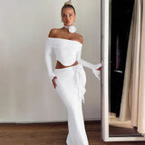 Off Shoulder Crop Top, Bodycon Maxi Skirt Set