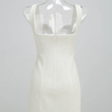 White Spaghetti Strap Diamonds Mini Dress