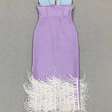 Feather & Bead Cocktail  Spaghetti Strap Party Dress