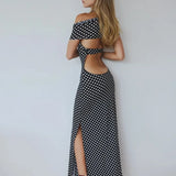 Black Polka Dot Off-shoulder Maxi Dress