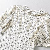 Short Puff Sleeve Bow Detail Dots Print Mini Dress