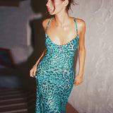 Leopard Print Spaghetti Strap Maxi Dress