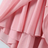 Pink Deep V Collar Halter Sling Midi Dress