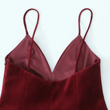 Red Velvet Spaghettis Strap Mini Dress