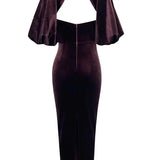 Backless Puff Lantern Sleeve Maxi Dress