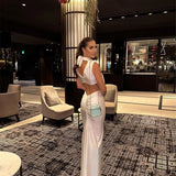 Hollow Out Turtleneck Solid Maxi Dress