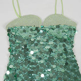 Spaghetti Strap Diamonds Patchwork Mini Dress
