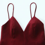 Red Velvet Spaghettis Strap Mini Dress
