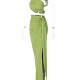 Crop Top and Hollow Out Skirt Suit