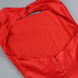 Swinging Collar Backless Pleated Red Stain Maxi Dress