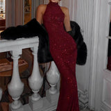 Glitter Sequin Sleeveless Maxi Dress