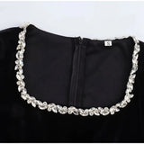 Black Rhinestone Velvet Mini Dress