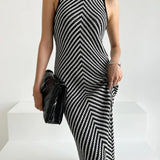 Striped Ribbed Midi Dress