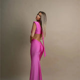 Hollow Out Turtleneck Solid Maxi Dress