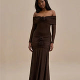 Off-shoulder Strapless Rose Long Sleeve Dress