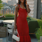Crochet Maxi Dress with Ruffle Trim