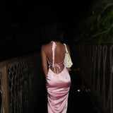 Satin Open Back Dress