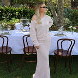 Knit Long Sleeve Top and Maxi Skirt Suit