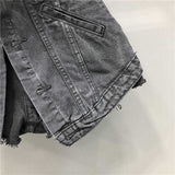 Women's Fake Two Pieces of High Waist A-line Thin Denim Shorts Street Style