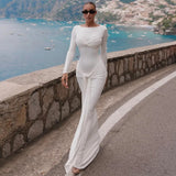 O-neck Long Sleeve Robe fashion Maxi Dress