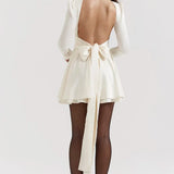 White Satin Mini Dress