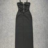 Strappy Hook Cut Out Bodycon Midi Dress