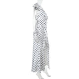 3D Flowers Polka Dot Print Backless Dress