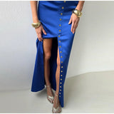 Sleeveless Top Suit With Front Split Skirt