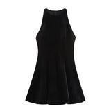 Solid Tank Velvet Mini Dress