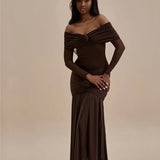 Off-shoulder Strapless Rose Long Sleeve Dress