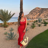 Crochet Maxi Dress with Ruffle Trim