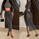 Rhinestone Strapless Top and Long Skirt Set