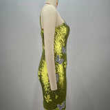 Sleeveless Mesh Sequins Butterfly Mini Dress