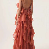 Halter 3D Flower Flounce Irregular Loose Maxi Dress