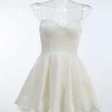 Solid Fit And Flare Spaghetti Strap Mini Dress