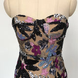 Sequin Floral Strapless Maxi Dress