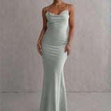 Floral Draped Open Back Spaghetti Strap Maxi Dress