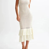 Ruffle Knit Midi Dress