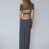 Black Polka Dot Off-shoulder Maxi Dress