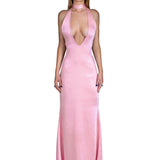 Satin Open Back Dress