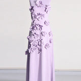 3D Flower Appliqué Mock Neck Midi Dress