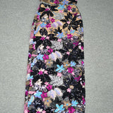 Sequin Floral Strapless Maxi Dress