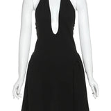 Above Knee Solid Halter Neck Mini Dress