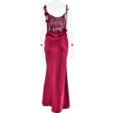 Floral Draped Open Back Spaghetti Strap Maxi Dress
